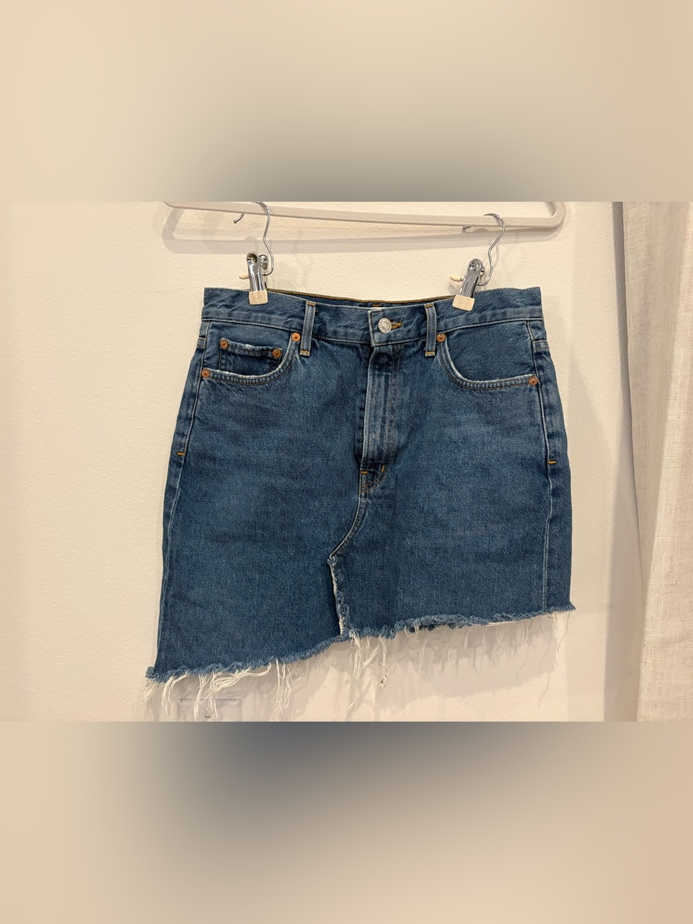 Agolde Raw Hem Asymmetric Denim skirt - Blue